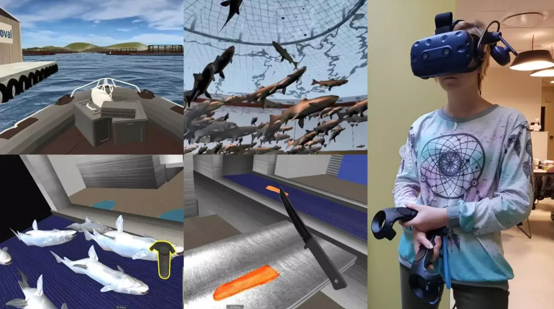Training for fishmongers in virtual reality.